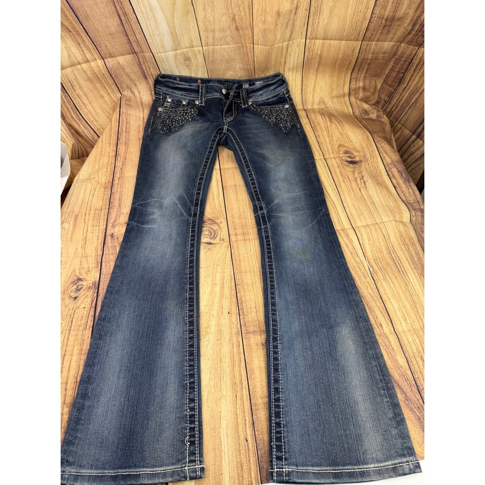Miss Me Bootcut Jeans Dark Wash Rhinestone Embellished JP5014S2 Size 27